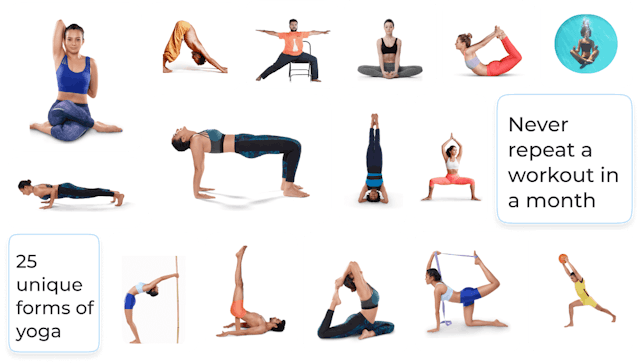 SARVA’s  25 unique forms of Yoga